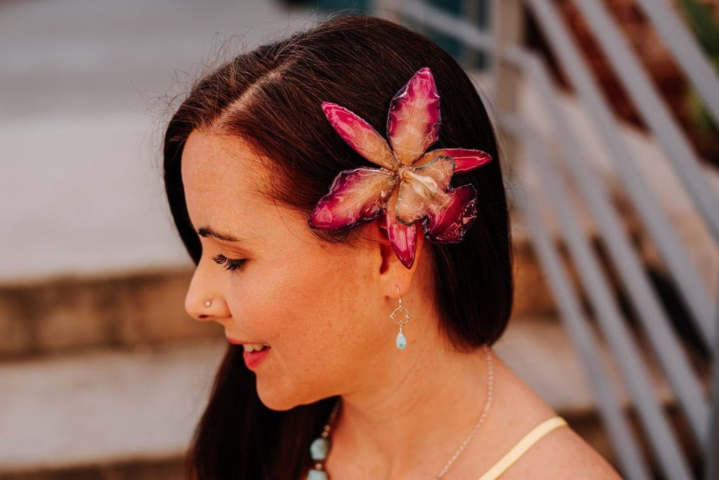 “Anggrek” Large Orchid Hair Piece - Purple - Devi & Co