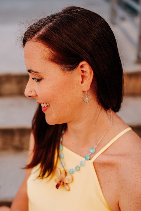 Aqua Chalcedony Arabesque Earrings - Devi & Co