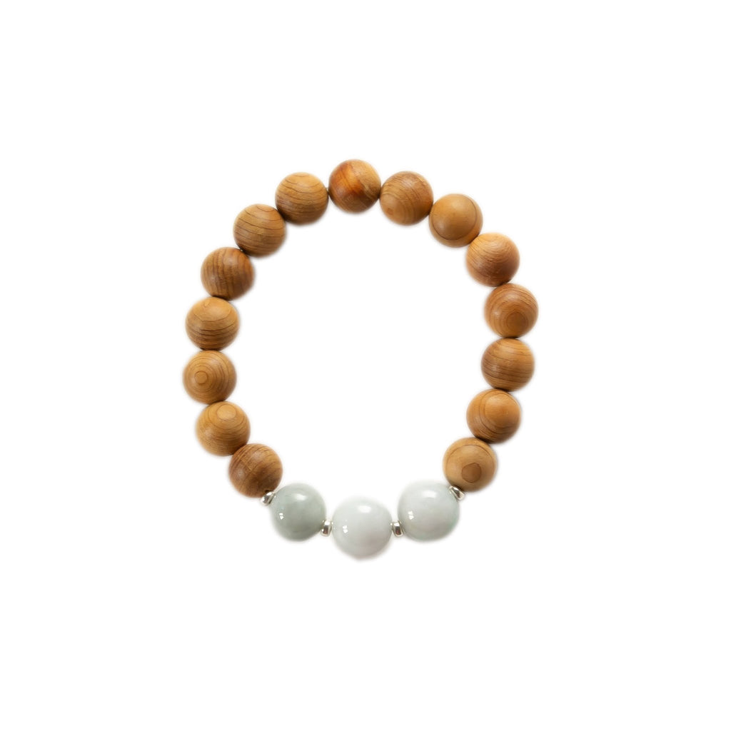 Aquamarine and Sandalwood Stretch Bracelet - Devi & Co