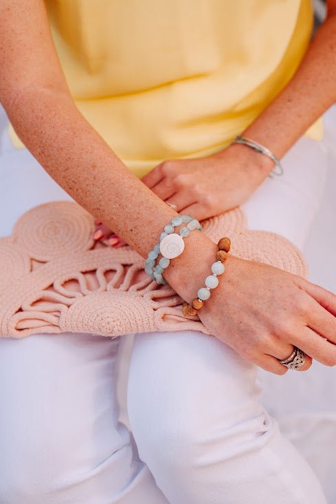 Aquamarine Shiva Stretch Bracelet Set - Devi & Co