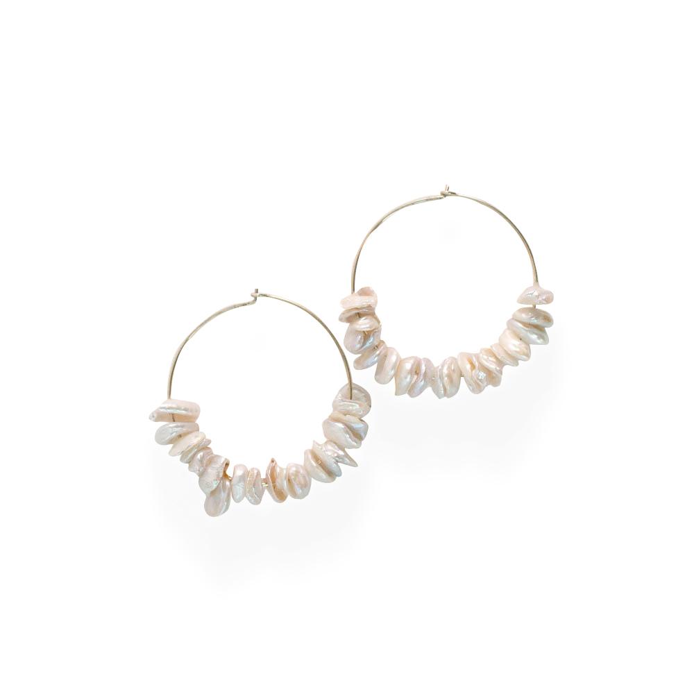 Balinese Keshi Pearl Sterling Hoop Earrings - Devi & Co