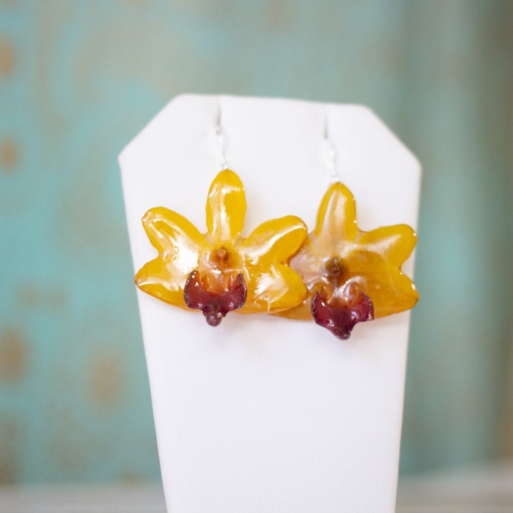 Bunga Orchid Drop Earrings - Yellow Phalaenopsis - Devi & Co