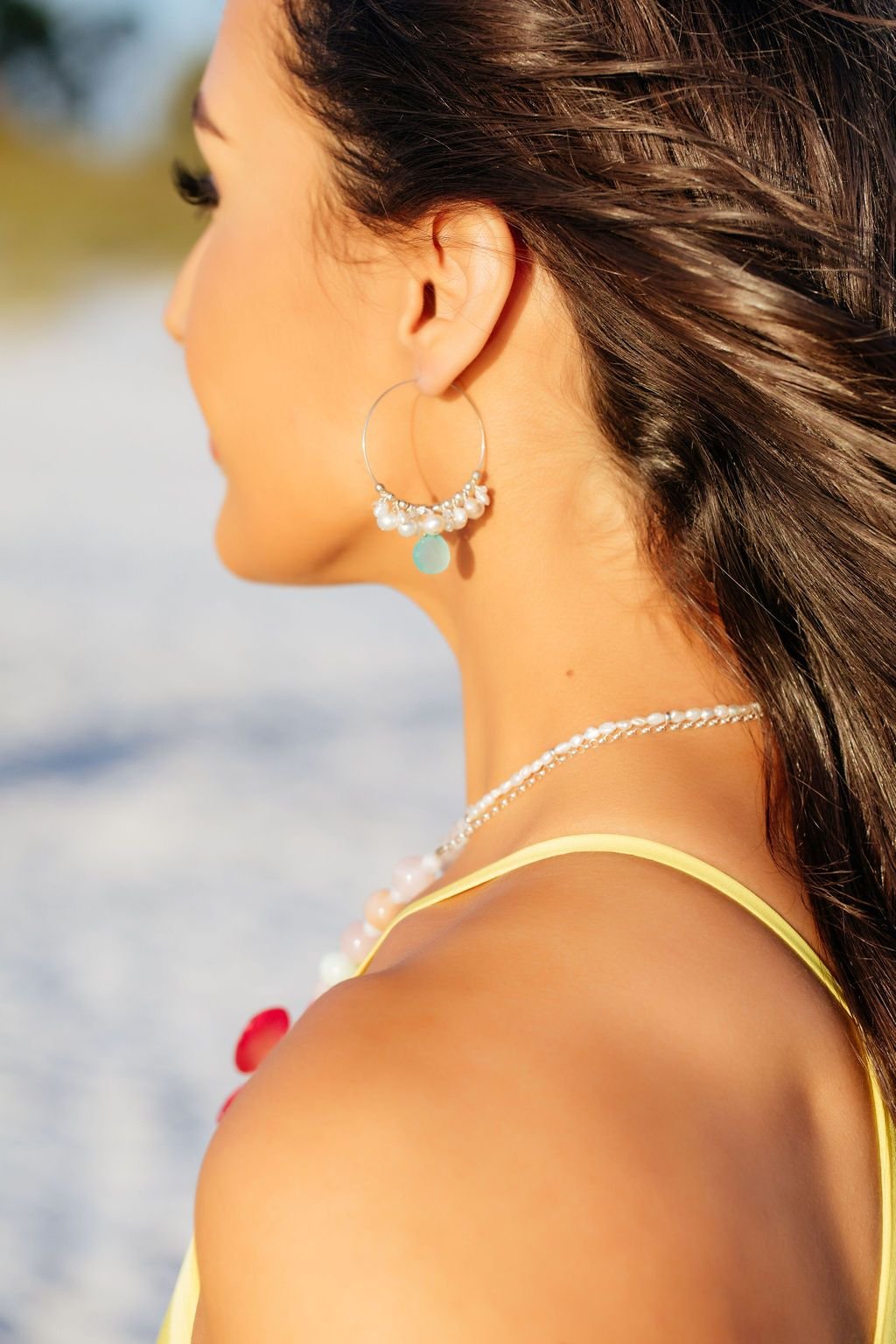 Chalcedony Cluster Hoop Earrings - Devi & Co