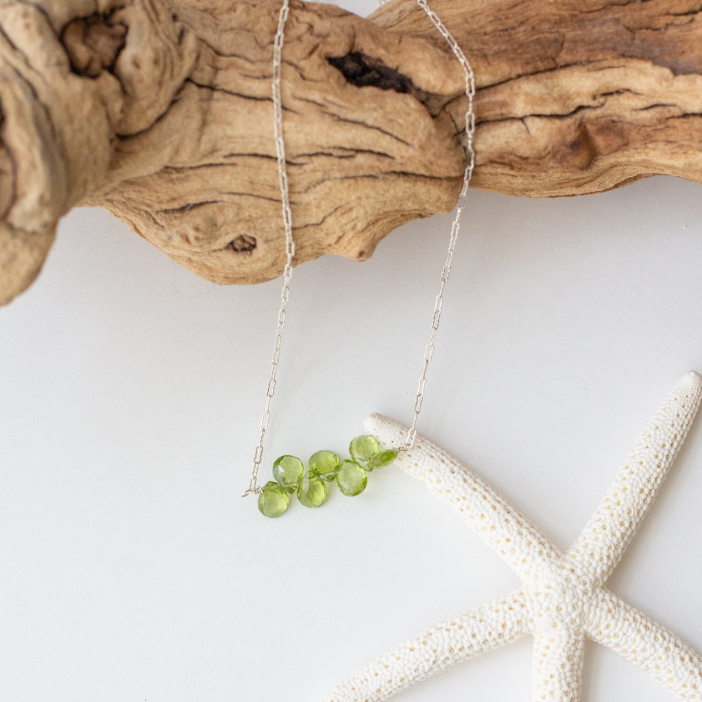 Delicate Peridot and Sterling Chain Necklace | Layering Necklace - Devi & Co