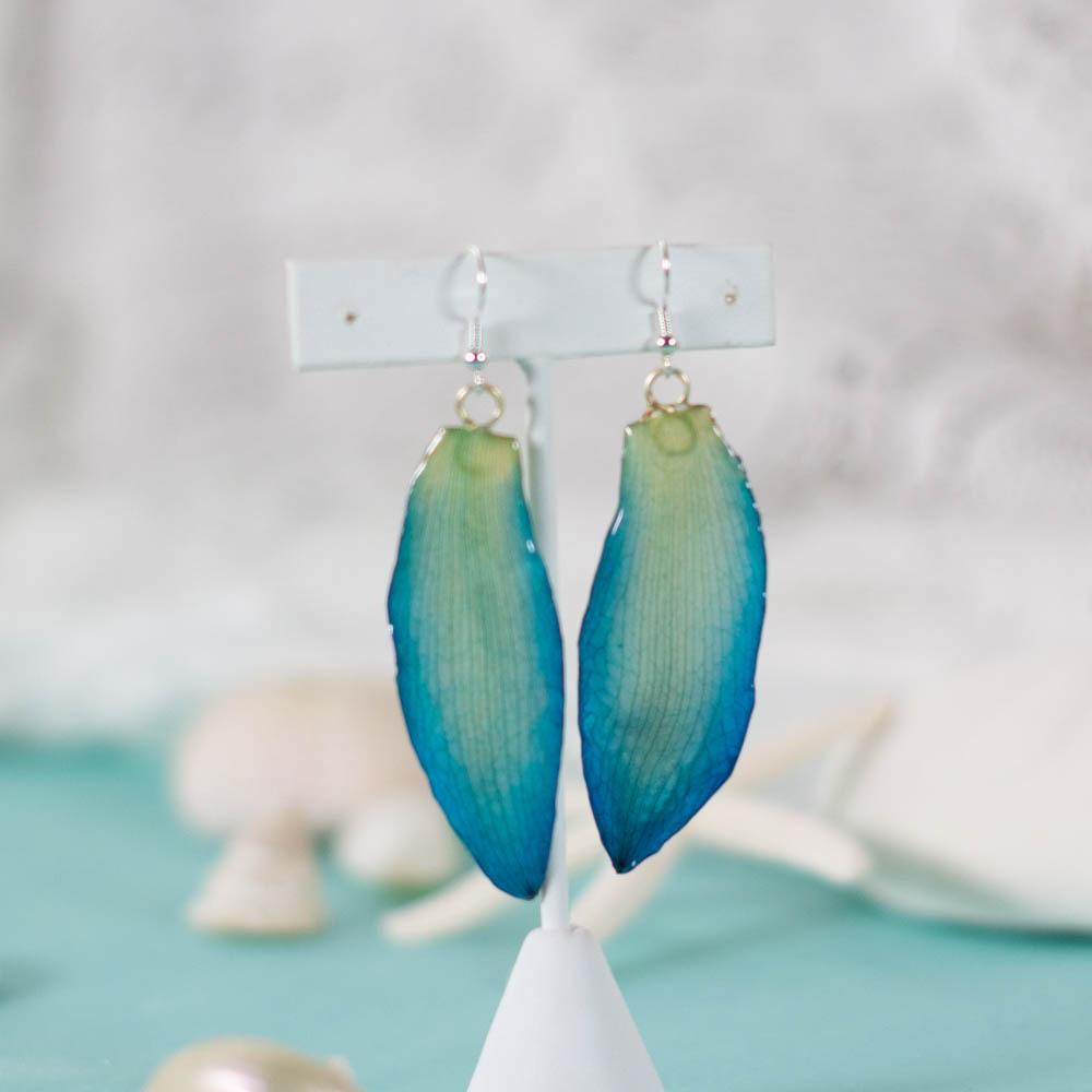 Long Orchid Petal Earrings - Devi & Co