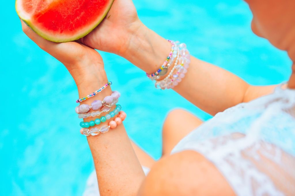 Monstera and Pearl Charm Bracelet - Devi & Co