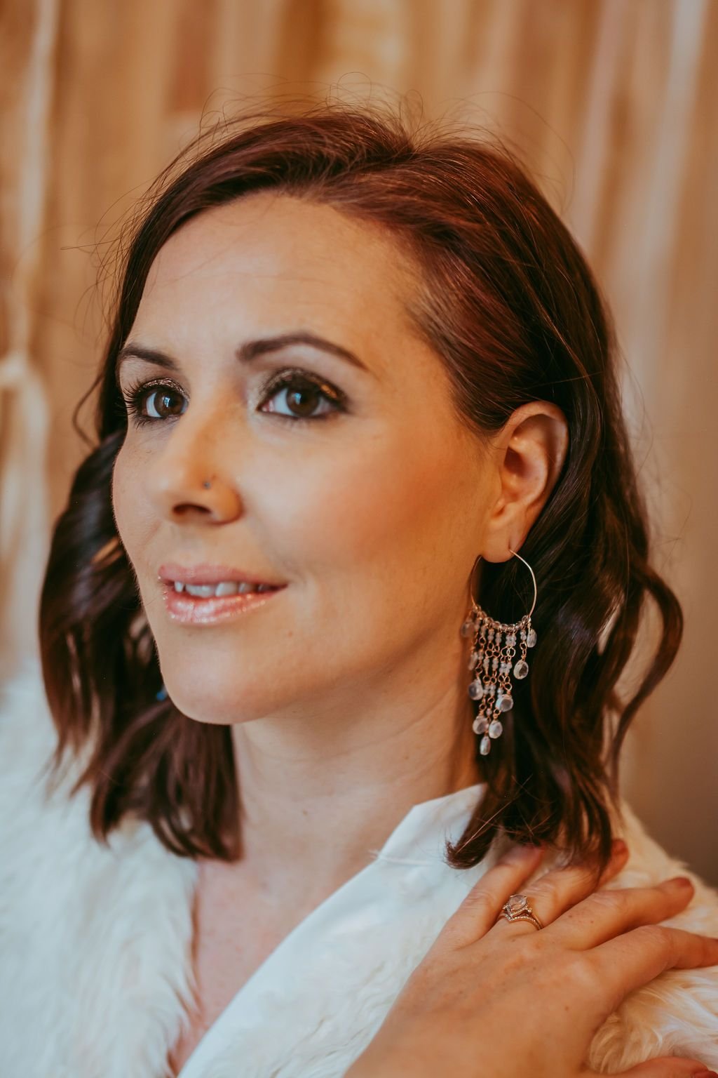 Moonstone Chandelier Hoop Earrings | Gemstone Earrings | Handmade - Devi & Co