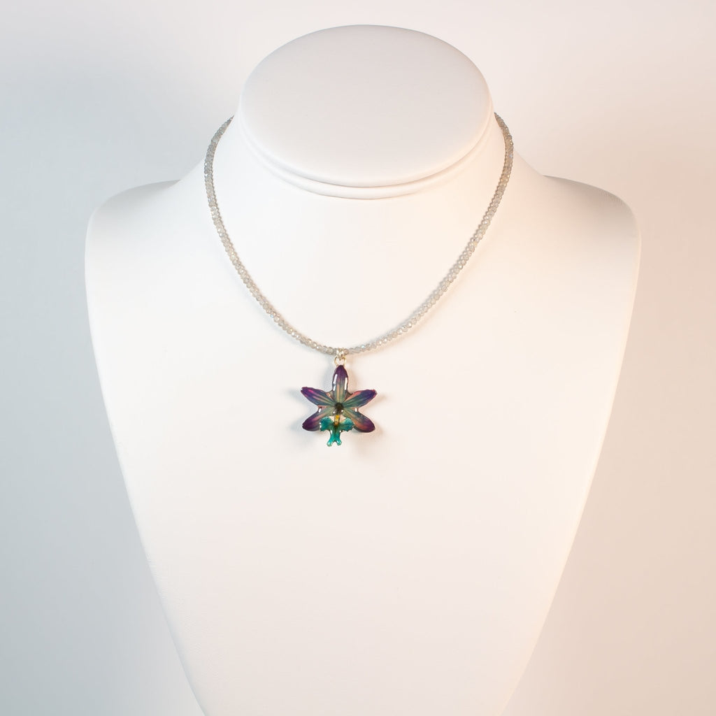 "Nixie" Petite Orchid Necklace - Labradorite - Devi & Co