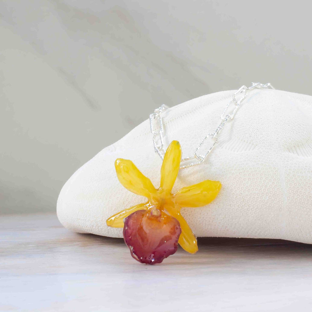 Nurul Real Orchid Necklace - Yellow - Devi & Co