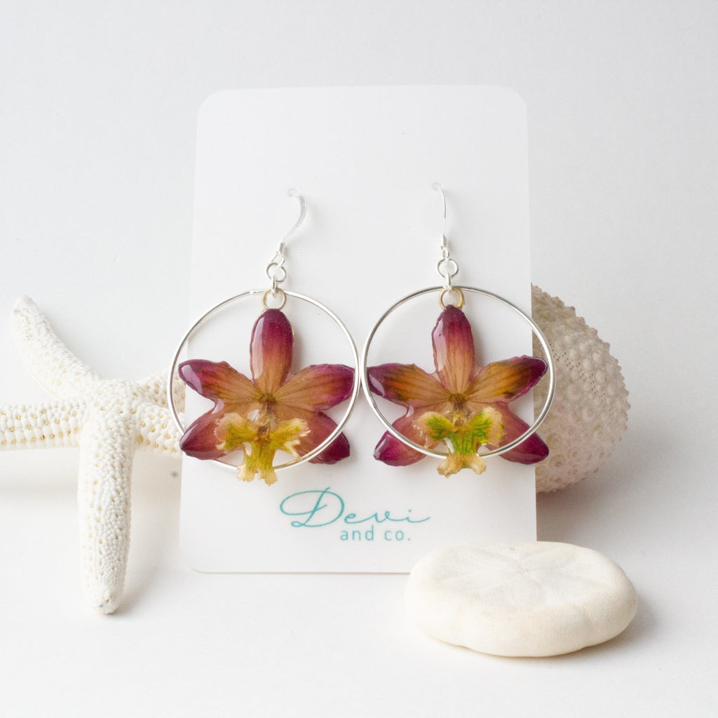Orchid Earrings with Hoops - Devi & Co