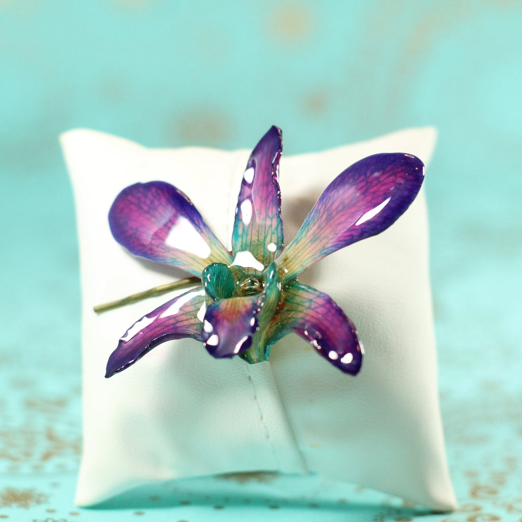 Purple Dendrobium Real Orchid Hair Pin - Devi & Co