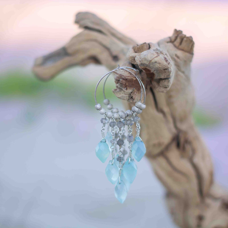 “Azzurra” Chalcedony and Labradorite Earrings