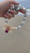 “Thalassa” Larimar and Pearl Necklace with Real Orchid