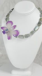 "Misti" Labradorite and Topaz Real Orchid Statement Necklace