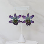 "Fleur" Real Orchid Earrings - Blue/Purple - Limited Edition