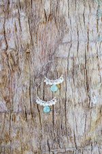 "Caicos" Cluster Hoop Earrings with Chalcedony and Pearl