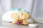 Amazonite and Sterling Real Orchid Necklace - Devi & Co
