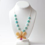 Amazonite and Sterling Real Orchid Necklace - Devi & Co