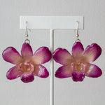"Bunga" Flower Drop Earrings - Natural Purple Dendrobium - Devi & Co