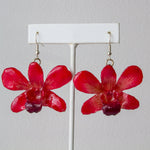 "Bunga" Orchid Drop Earrings - Red Dendrobium - Devi & Co