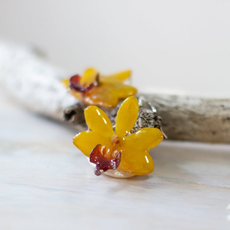 Bunga Orchid Drop Earrings - Yellow Phalaenopsis - Devi & Co