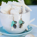 Chalcedony, Labradorite, and Pearl Cluster Earrings - Devi & Co
