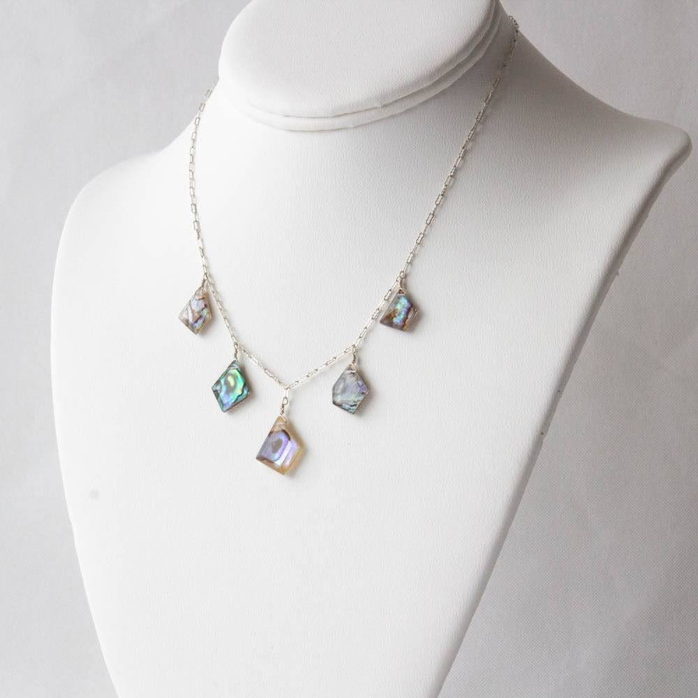 "Davina" Abalone Drop Necklace with Sterling Silver - Devi & Co