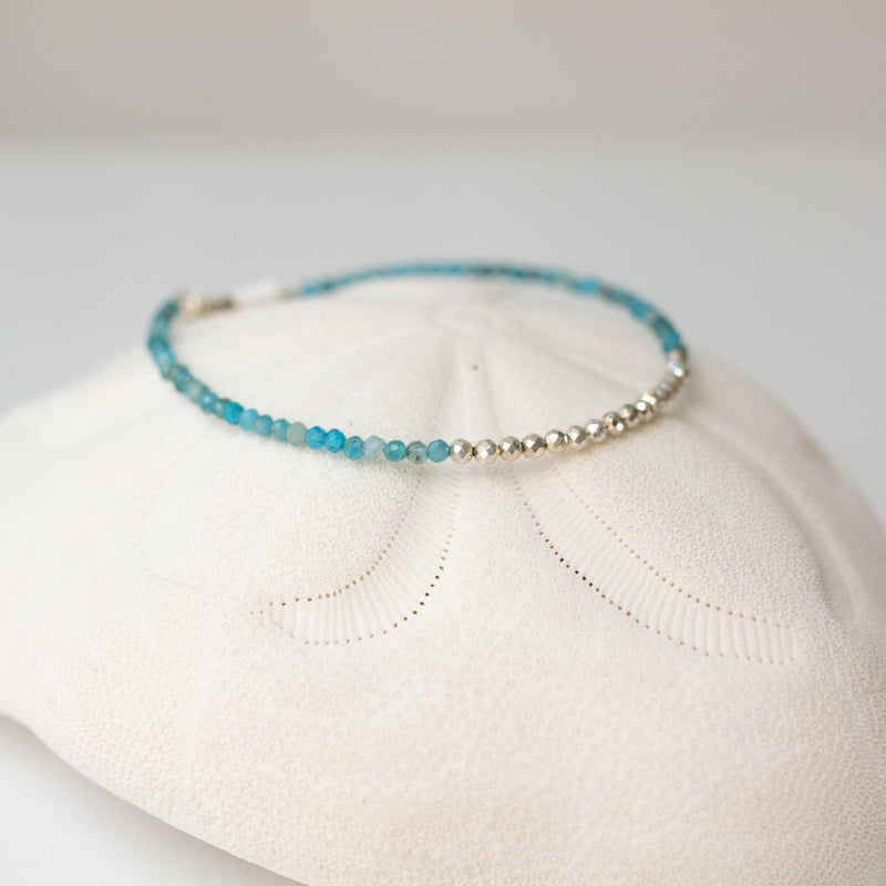 Delicate Blue Apatite Bracelet with Sterling Silver | Sayang Bracelet - Devi & Co