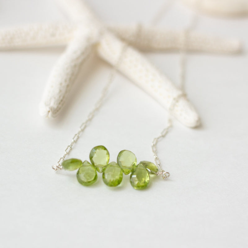 Delicate Peridot and Sterling Chain Necklace | Layering Necklace - Devi & Co
