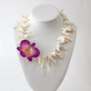 "Eishal" Organic Pearl and Orchid Necklace - Devi & Co