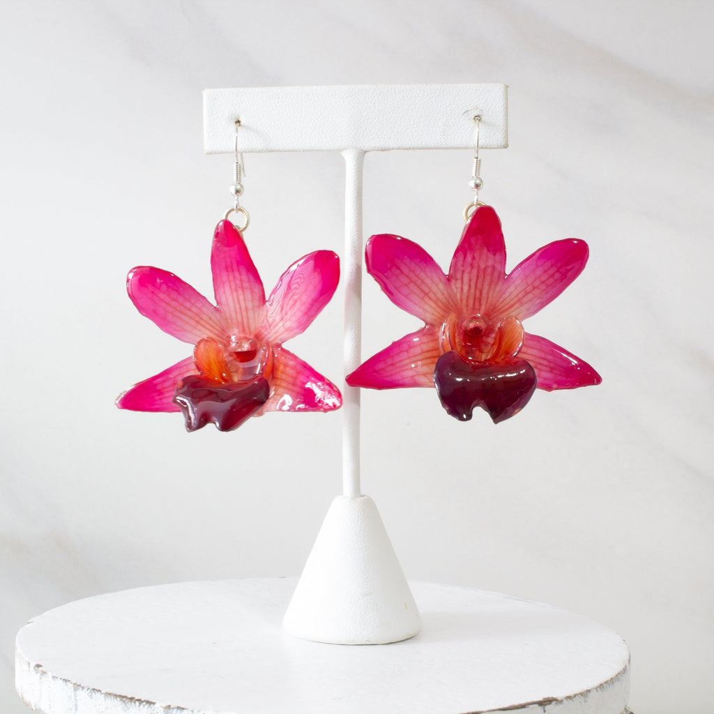 "Fleur" Real Orchid Earrings - Pink - Limited Edition - Devi & Co