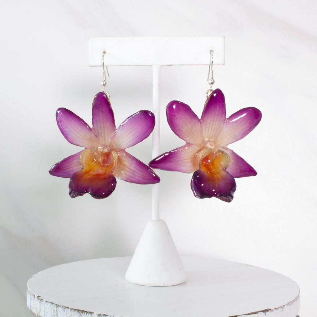 "Fleur" Real Orchid Earrings - Purple - Limited Edition - Devi & Co