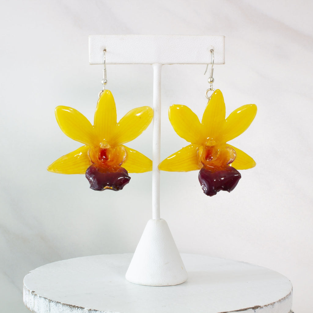 "Fleur" Real Orchid Earrings - Yellow - Limited Edition - Devi & Co