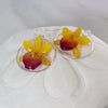 "Flor" Orchid Drop Earrings with Hoops - Yellow - Devi & Co