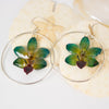 Green Orchid Drop Earrings with Hoops - Devi & Co