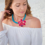 Jade and Pink Orchid Statement Necklace | Handmade | Preserved Orchid - Devi & Co