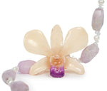 Kunzite and Pearl Real Orchid Tropical Necklace - Devi & Co