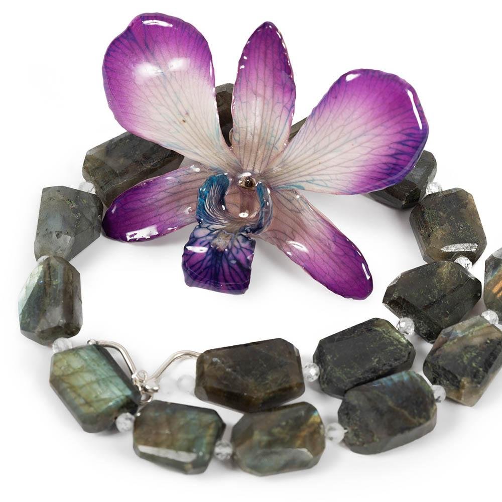 Labradorite and Topaz Real Orchid Statement Necklace - Devi & Co