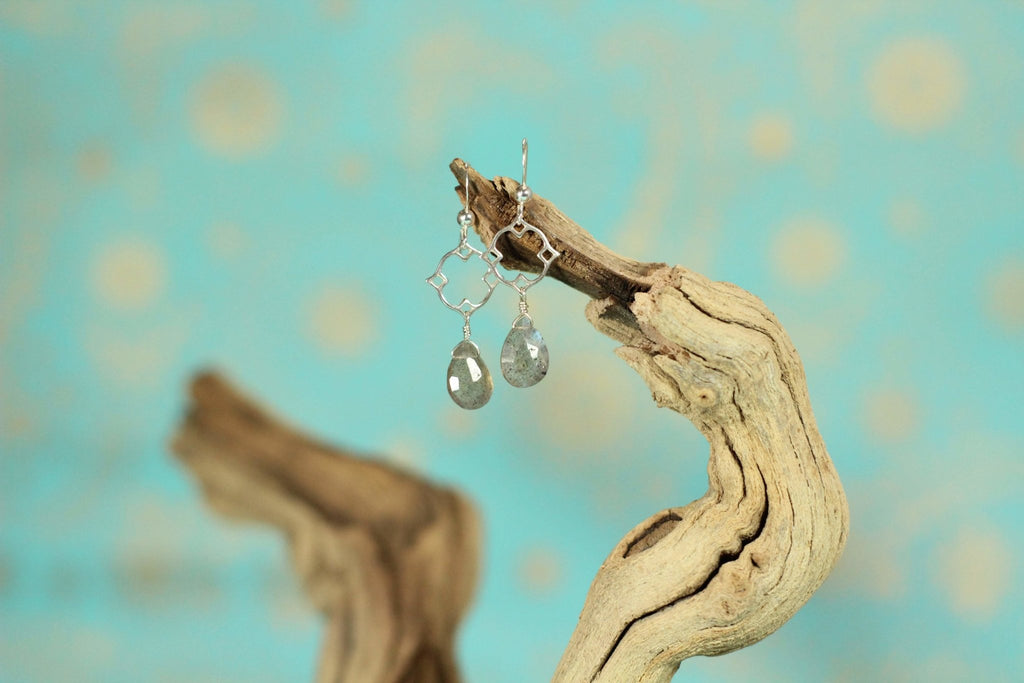 Labradorite Scrolled Diamond Earrings - Devi & Co