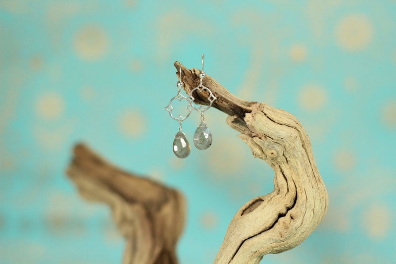 Labradorite Scrolled Diamond Earrings - Devi & Co