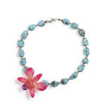 Larimar and Labradorite Real Orchid Statement Necklace - Devi & Co