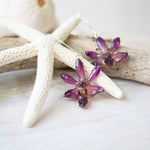 "Mekar" Petite Orchid Flower Drop Earrings - Purple - Devi & Co
