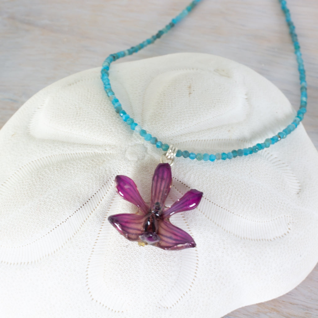 "Nixie" Petite Orchid Necklace - Apatite - Devi & Co