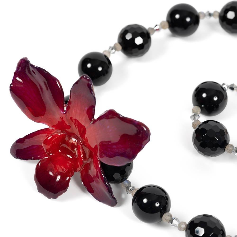 Onyx and Orchid Statement Necklace - Devi & Co