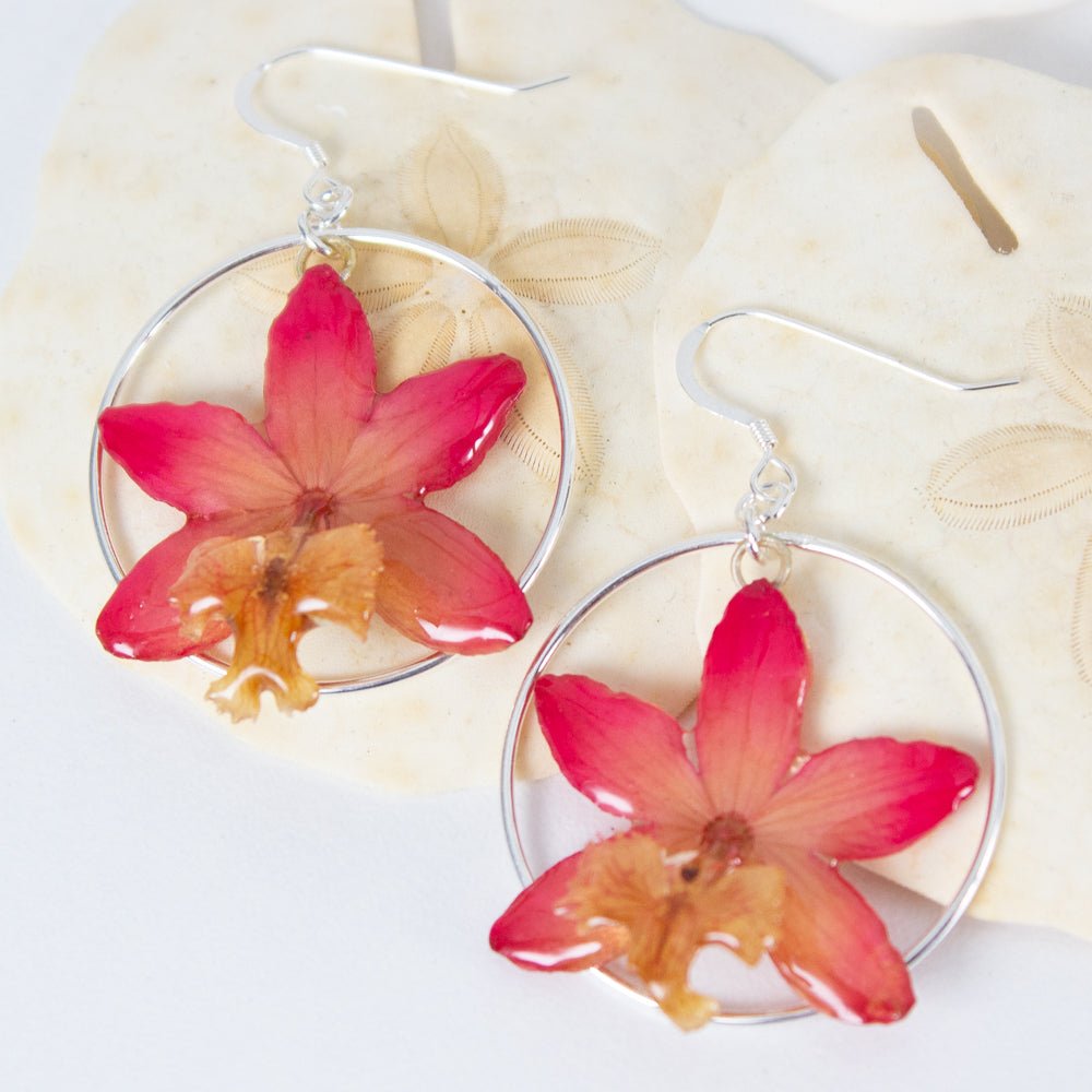 Orchid Drop Earrings with Hoops - Devi & Co