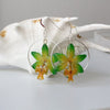 Orchid Drop Earrings with Hoops - Green - Devi & Co