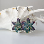 Orchid Earrings with Hoops - Blue and Purple - Devi & Co