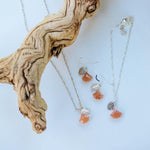 Peach Moonstone and Monstera Charm Necklace - Devi & Co