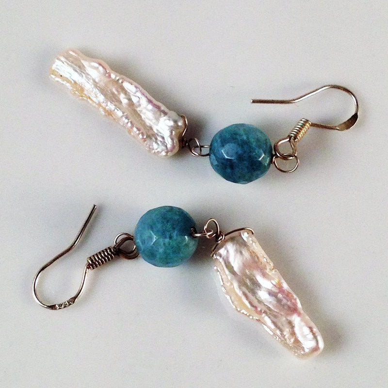 Pearl and Agate Dangle Earrings | Handmade - Devi & Co