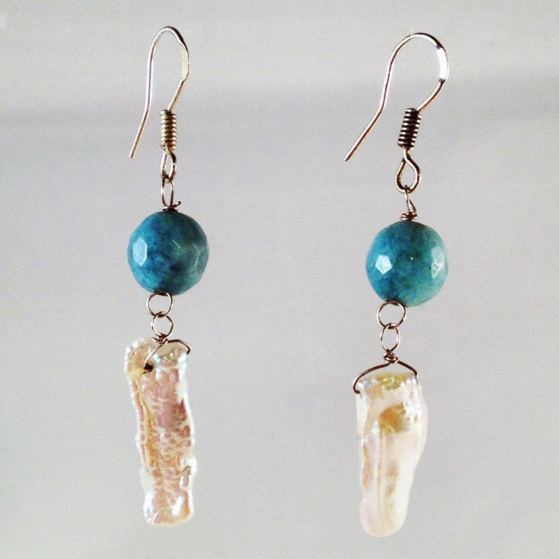 Pearl and Agate Dangle Earrings | Handmade - Devi & Co